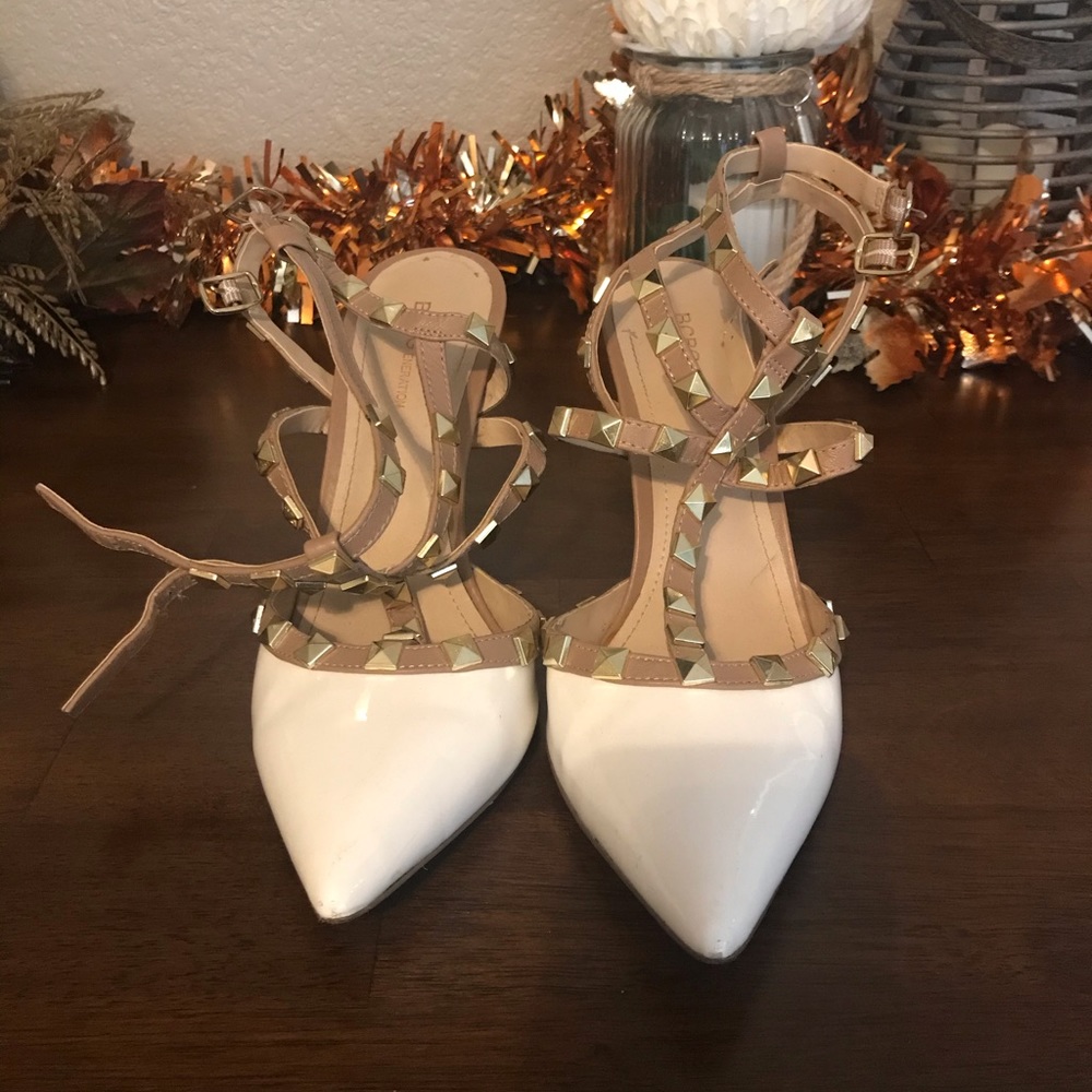 BCBG White Stud Heels
